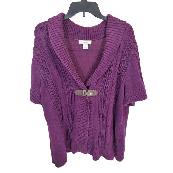 CJ Banks Sweaters - CJ Banks Purple Cable Knit Buckle Detail Cardigan Sweater Women's Plus Size 2X